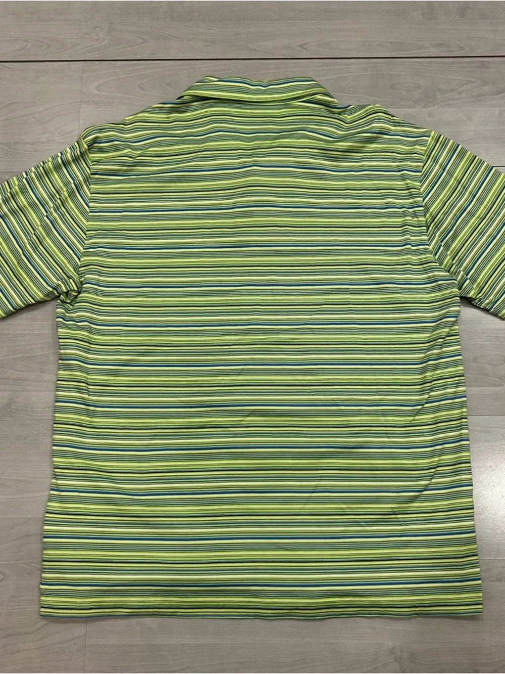 Nike Tiger Woods Polo Shirt Mens XL Green Striped Golf FIT DRY - Picture 8 of 9